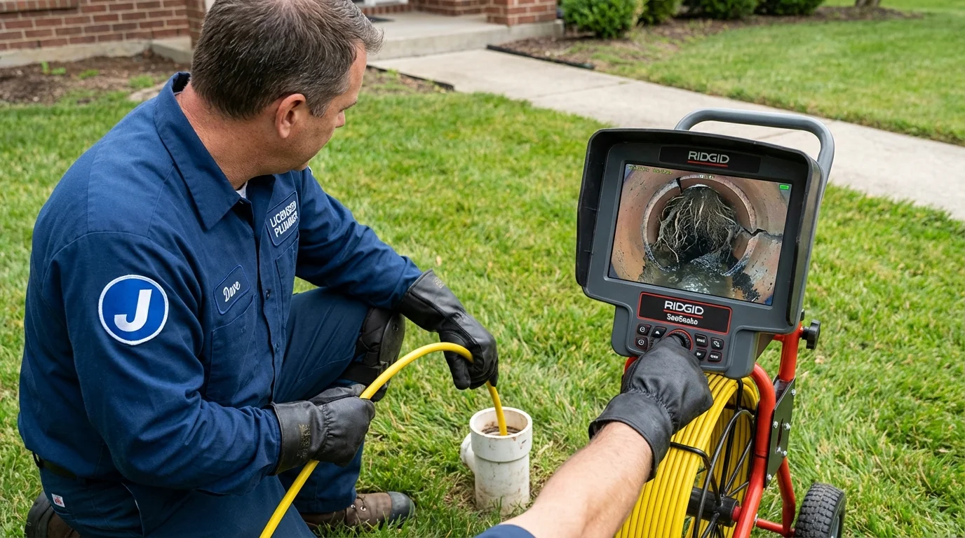 Sewer camera inspection being performed by Johns Plumbing LLC in Gloucester